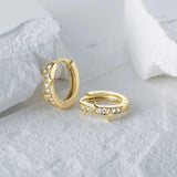 925 Silver Mini Star Hoop Earrings Zirconia