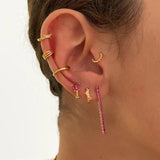 925 Silver Mini Star Hoop Earrings Zirconia