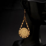 Arabia Coin Dangle Earrings Small Hoops Women Wedding Jewelry