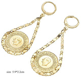 Arabia Coin Dangle Earrings Small Hoops Women Wedding Jewelry