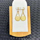 Arabia Coin Dangle Earrings Small Hoops Women Wedding Jewelry