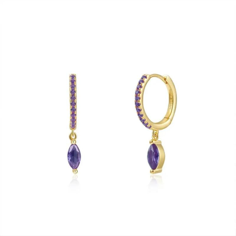 Silver Filled Hoop Drop Clip Earrings CZ Zircon Bee Stud Earrings