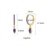 Silver Filled Hoop Drop Clip Earrings CZ Zircon Bee Stud Earrings