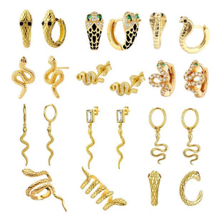 Vintage Snake Hoop Earrings Round Ear Clips Punk Style Earrings