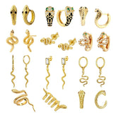 Vintage Snake Hoop Earrings Round Ear Clips Punk Style Earrings