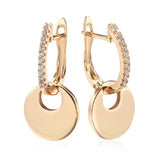Round Coin Pendant Zircon Earrings 585 Jewelry for Women