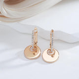 Round Coin Pendant Zircon Earrings 585 Jewelry for Women