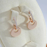 Round Coin Pendant Zircon Earrings 585 Jewelry for Women