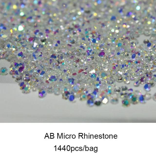 Pixie Nails Rhinestones AB Chaton Crystal Glass 3D Caviar Beads Mini Nail Art