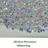 Pixie Nails Rhinestones AB Chaton Crystal Glass 3D Caviar Beads Mini Nail Art