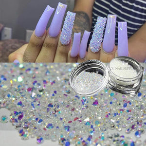 Pixie Nails Rhinestones AB Chaton Crystal Glass 3D Caviar Beads Mini Nail Art