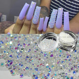 Pixie Nails Rhinestones AB Chaton Crystal Glass 3D Caviar Beads Mini Nail Art