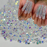 Pixie Nails Rhinestones AB Chaton Crystal Glass 3D Caviar Beads Mini Nail Art