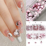 3D Pink Crystal Nail Rhinestones Irregular Heart Star Diamond Beads