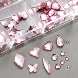 3D Pink Crystal Nail Rhinestones Irregular Heart Star Diamond Beads