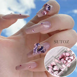 3D Pink Crystal Nail Rhinestones Irregular Heart Star Diamond Beads