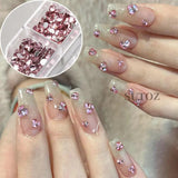 3D Pink Crystal Nail Rhinestones Irregular Heart Star Diamond Beads