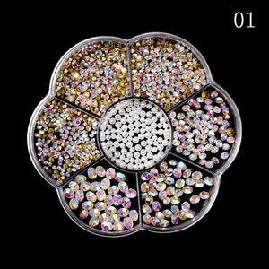 Multi-Size Glitter Nail Rhinestones Flat Back 3D Crystal AB Gems
