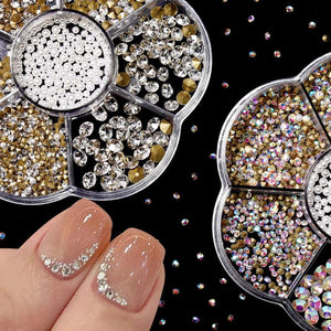 Multi-Size Glitter Nail Rhinestones Flat Back 3D Crystal AB Gems