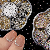 Multi-Size Glitter Nail Rhinestones Flat Back 3D Crystal AB Gems