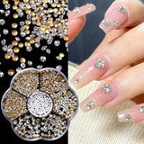 Multi-Size Glitter Nail Rhinestones Flat Back 3D Crystal AB Gems