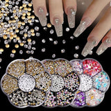 Multi-Size Glitter Nail Rhinestones Flat Back 3D Crystal AB Gems