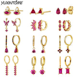 925 Sterling Silver Red Series Small Hoop Earrings for Women