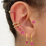 925 Sterling Silver Red Series Small Hoop Earrings for Women