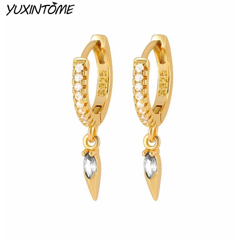 Punk Style Cone Pendant Small Hoop Earrings Silver