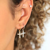 Punk Style Cone Pendant Small Hoop Earrings Silver