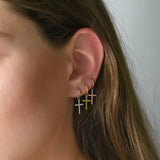 Punk Style Cone Pendant Small Hoop Earrings Silver