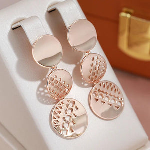 Round Pendant Earrings Geometric Texture Girls Jewelry Party Women Accessories
