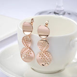 Round Pendant Earrings Geometric Texture Girls Jewelry Party Women Accessories