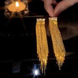 Korea 18K Plated Tassel Earrings for Women's Dance Party