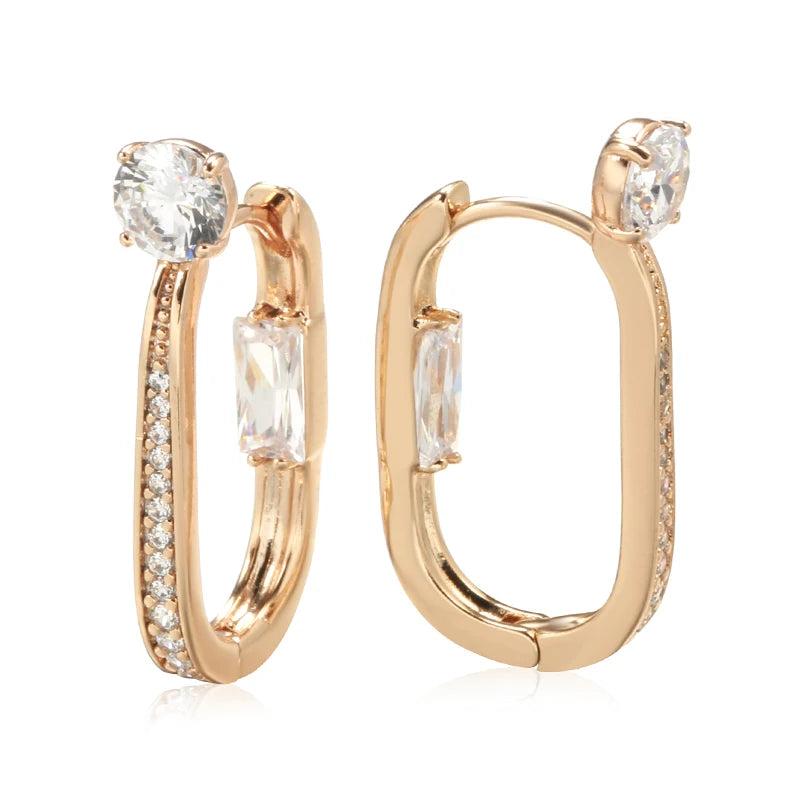 Kinel Natural Zircon Hoop Earrings 585 Rose Daily Dangle Earrings