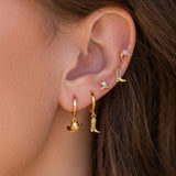 Silver Hat Boot Hoop Earrings Stainless Steel Piercing