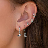 Silver Hat Boot Hoop Earrings Stainless Steel Piercing