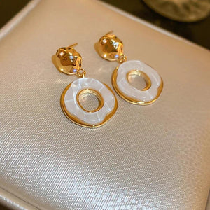 Green Copper 18K Plated Drop Earrings French Style