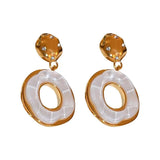 Green Copper 18K Plated Drop Earrings French Style