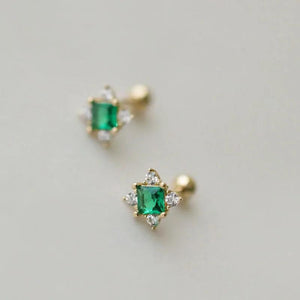 925 Sterling Silver Green Zircon Stud Earrings for Women
