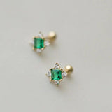 925 Sterling Silver Green Zircon Stud Earrings for Women