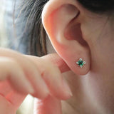 925 Sterling Silver Green Zircon Stud Earrings for Women