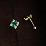 925 Sterling Silver Green Zircon Stud Earrings for Women