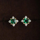 925 Sterling Silver Green Zircon Stud Earrings for Women