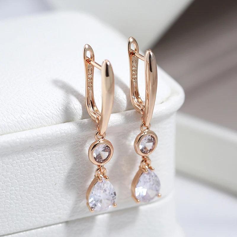 Zircon 585 Earrings for Women Wedding Jewelry Party Accessories