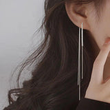 925 Silver Tassel Earrings Women's Zircon Long Earrings Wedding Jewelry