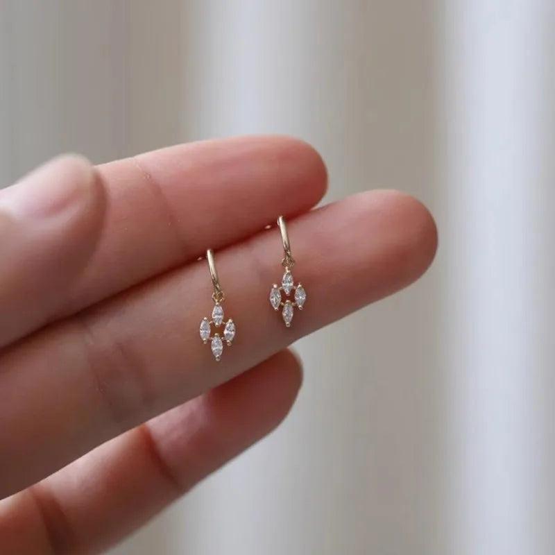 925 Silver Plated 14K Japanese Diamond Zircon Pendant Earrings