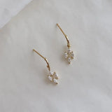 925 Silver Plated 14K Japanese Diamond Zircon Pendant Earrings