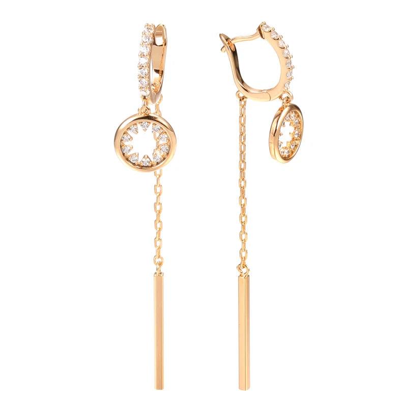 Tassel Round Zircon Earrings Rose Jewelry Party Girl's Accessories