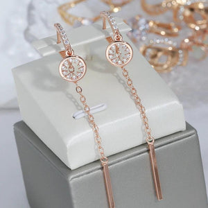 Tassel Round Zircon Earrings Rose Jewelry Party Girl's Accessories